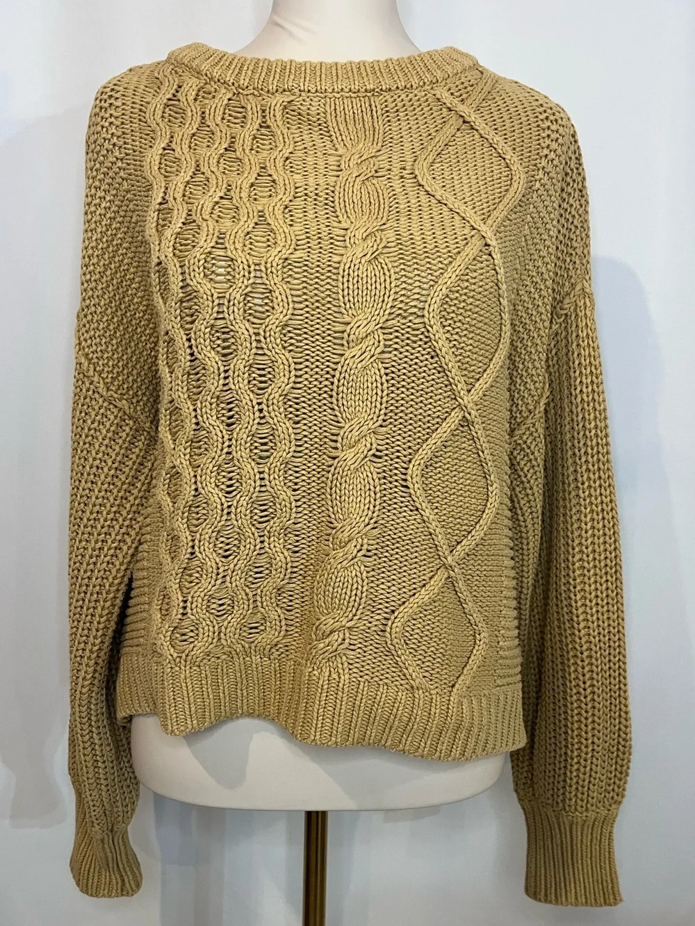 Free People Dream Cable Crewneck Sweater